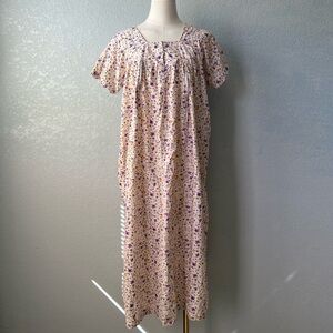 Vintage 90s Floral Cottagecore Prairie Nightgown Dress Size L